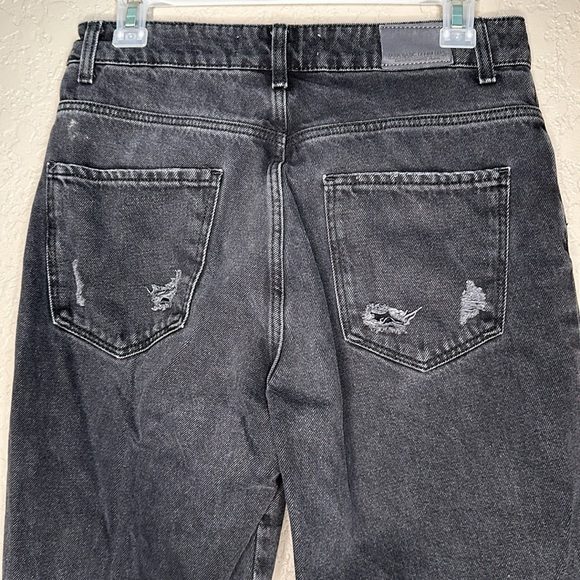 Zara High Rise Black Distressed Fishnet frayed hem Jeans Goth Grunge - Picture 12 of 14